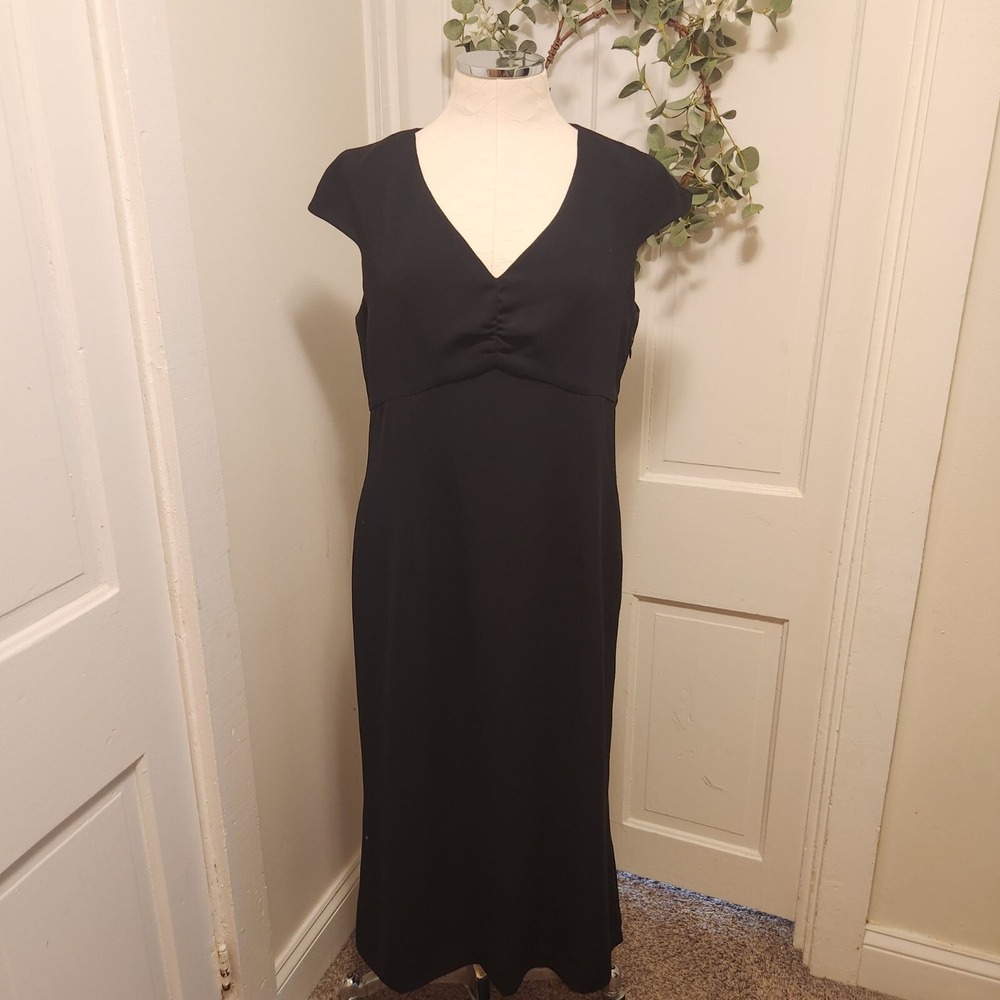 Luis Civit‎ Black V Neck Mid Dress Women's European Size 46 US Size 12
